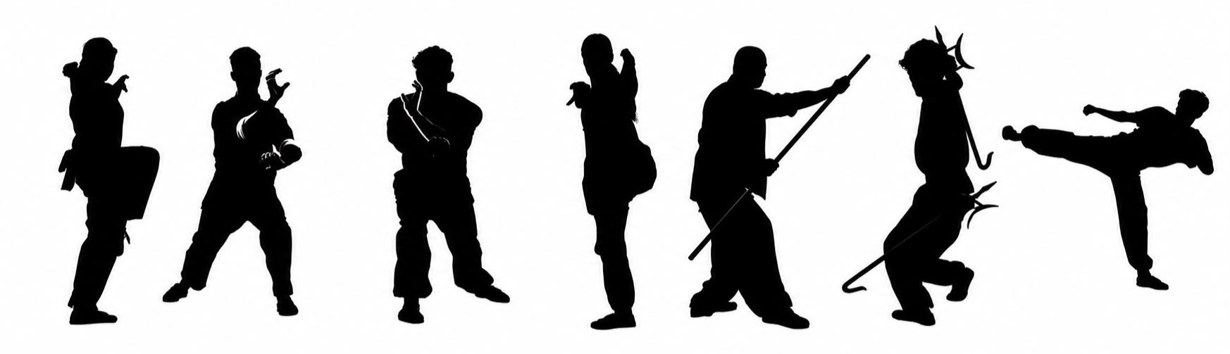 Silhoutten von Kung Fu Kämpfern der Stile Choy Lay Fut und Kung Kuen